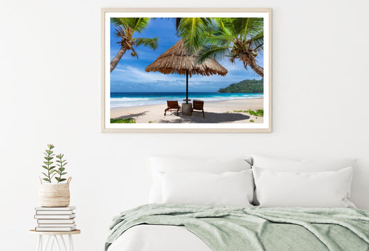 Beach Hut on Sea Shore Photograph Home Decor Premium Quality Poster Print Choose Your Sizes