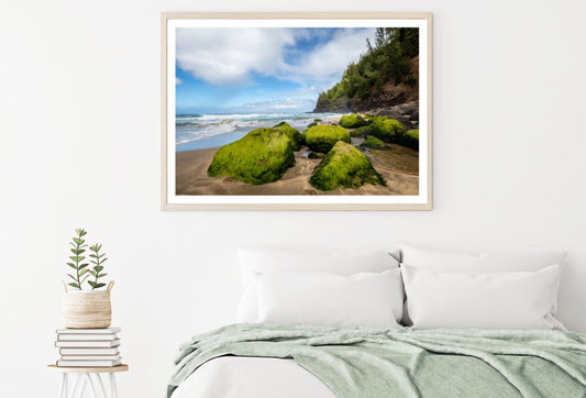 Rocks on Sea Shore Photograph Home Decor Premium Quality Poster Print Choose Your Sizes