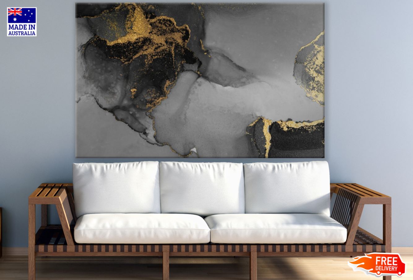 Black & Gold Abstract Design Print 100% Australian Made