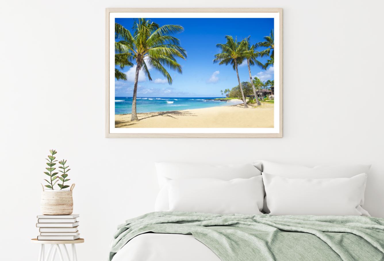 Palm Trees on Beach Photograph Home Decor Premium Quality Poster Print Choose Your Sizes