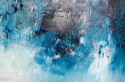 Blue Black & White Abstract Paint Print 100% Australian Made