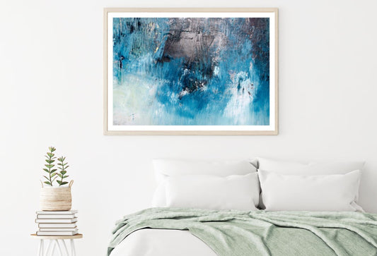Blue Black & White Abstract Paint Home Decor Premium Quality Poster Print Choose Your Sizes