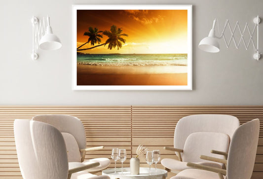 Palm Trees Near Sea Sunset View Home Decor Premium Quality Poster Print Choose Your Sizes