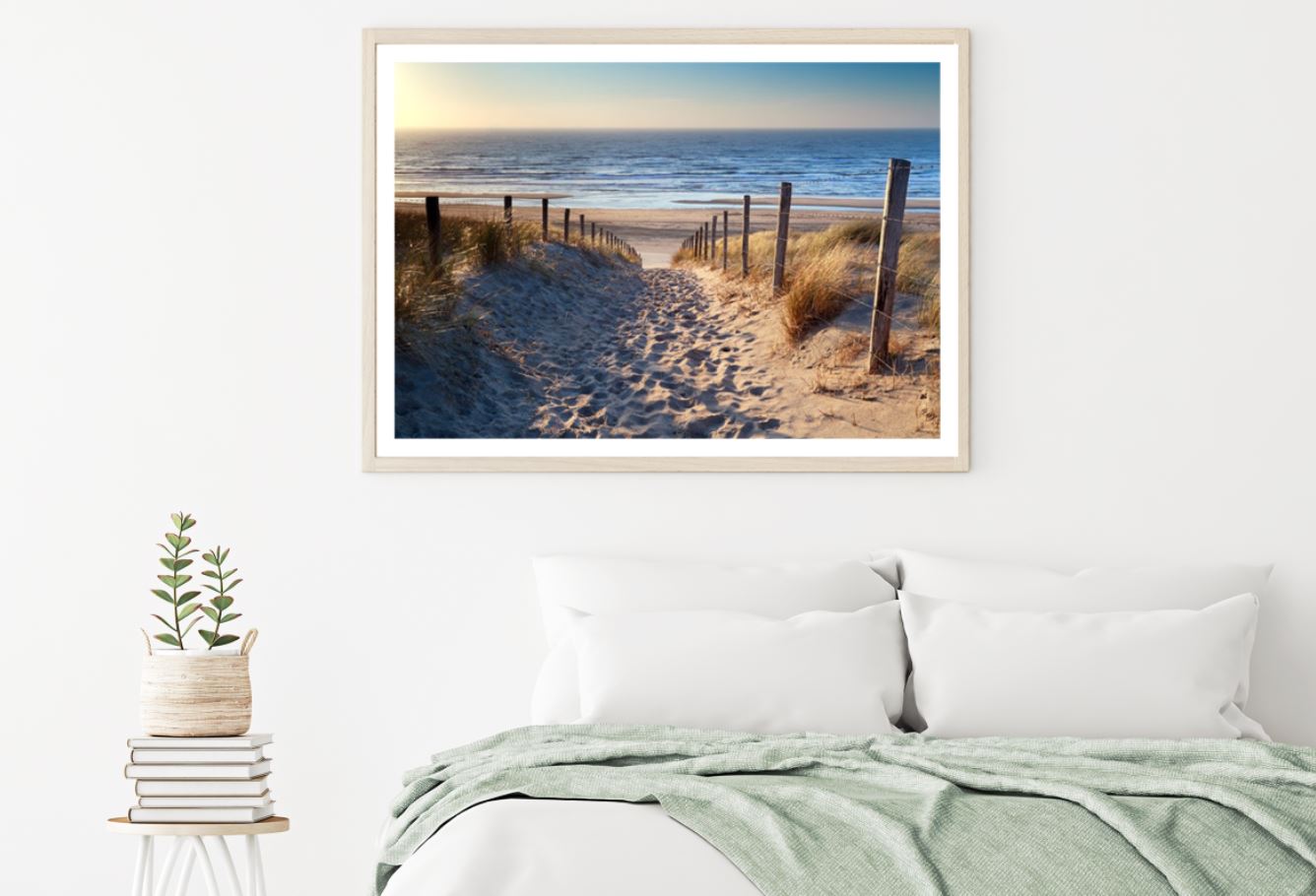 Fence on Beach Photograph Home Decor Premium Quality Poster Print Choose Your Sizes