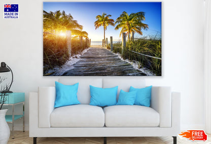 Wooden Foot Path to Sea Sunset Print 100% Australian Made
