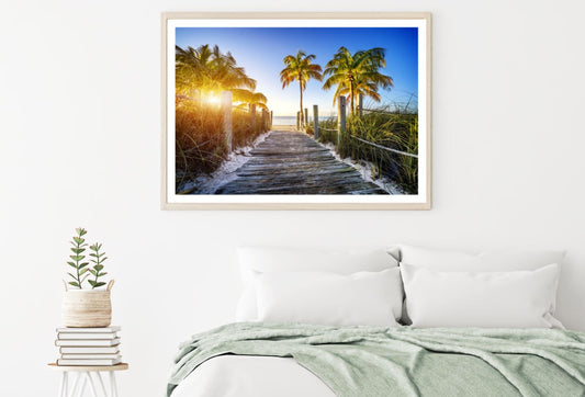 Wooden Foot Path to Sea Sunset Home Decor Premium Quality Poster Print Choose Your Sizes