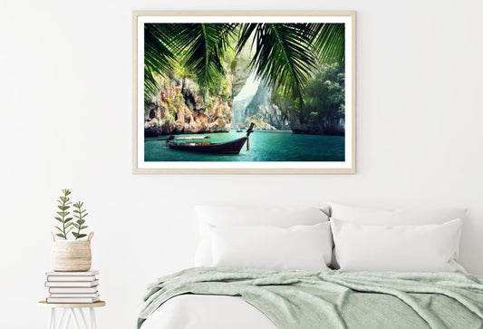 Boat on Sea Scenery Photograph Home Decor Premium Quality Poster Print Choose Your Sizes