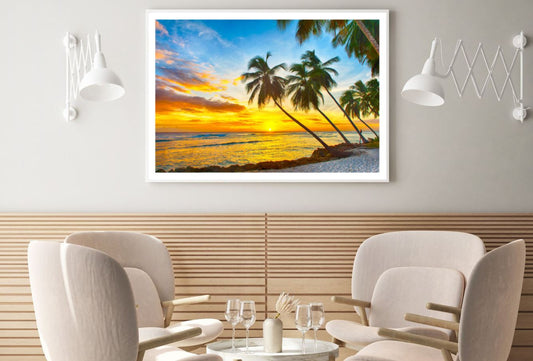 Palm Trees Near Sea Sunset View Home Decor Premium Quality Poster Print Choose Your Sizes