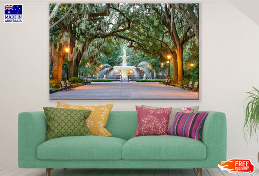 Water Fountain in Park Photograph Print 100% Australian Made