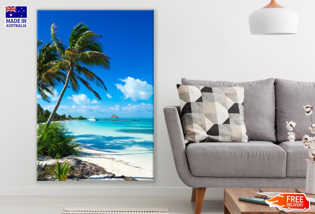 Palm Tree Near Sea Photograph Print 100% Australian Made