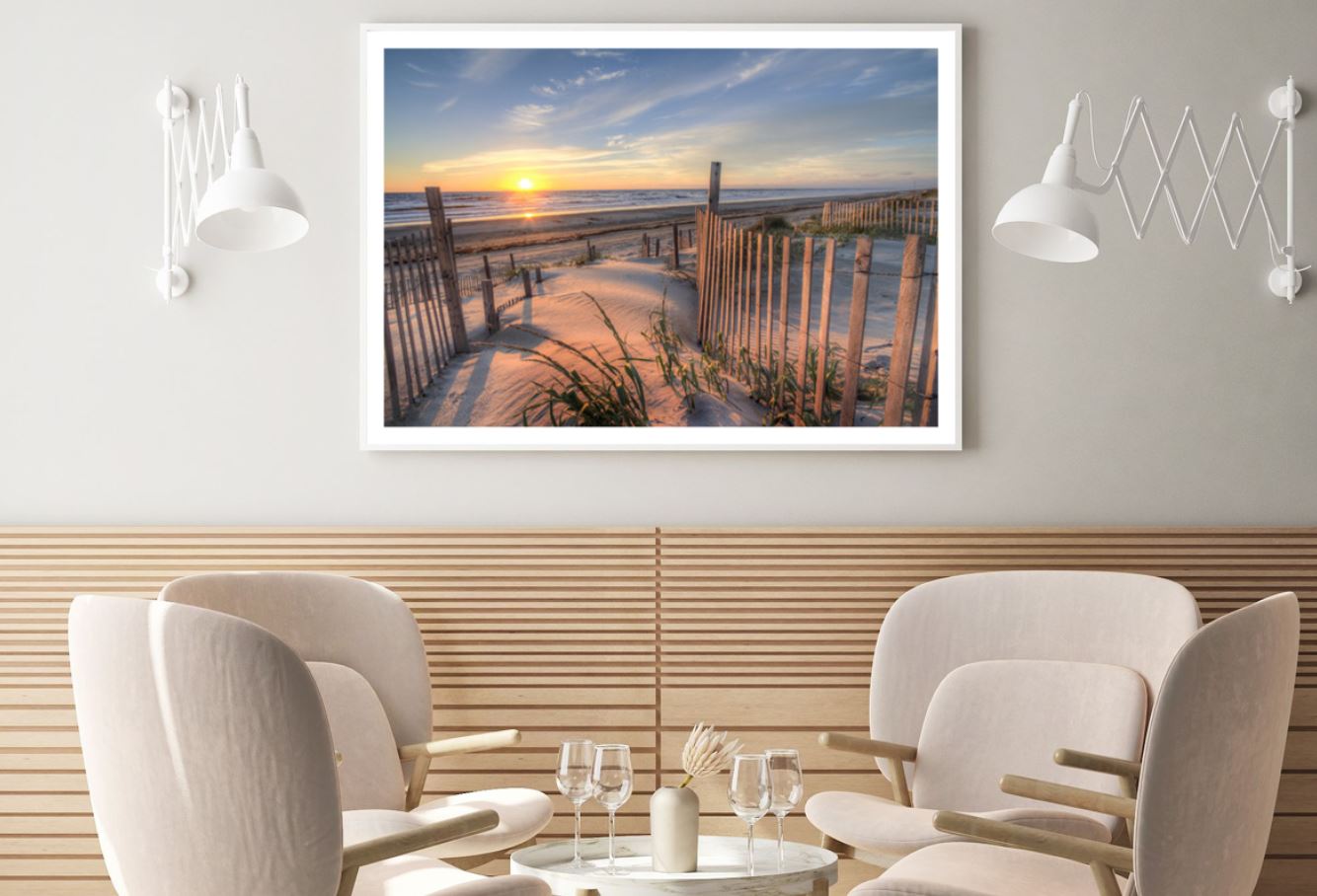 Wooden Path to Sea Sunset View Home Decor Premium Quality Poster Print Choose Your Sizes