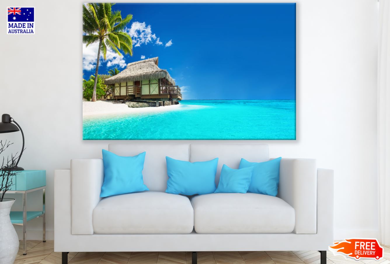 Beach Hut on Sea Photograph Print 100% Australian Made