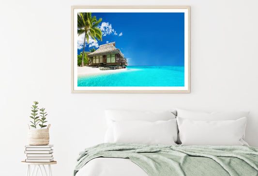 Beach Hut on Sea Photograph Home Decor Premium Quality Poster Print Choose Your Sizes