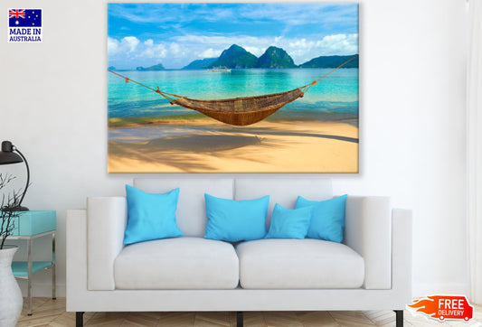 Hammock at Beach Scenery View Print 100% Australian Made