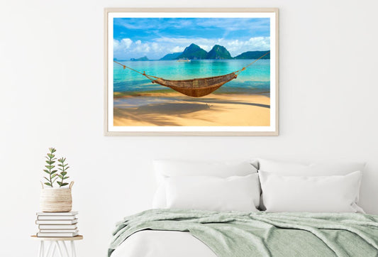 Hammock at Beach Scenery View Home Decor Premium Quality Poster Print Choose Your Sizes