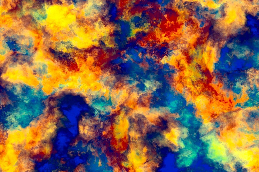 Blue & Yellow Smoke Abstract Design Print 100% Australian Made