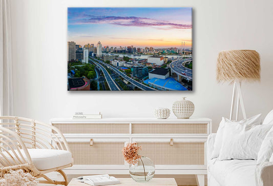 Bella Home Aerial View of Shanghai Cityscape Print Canvas Ready to hang