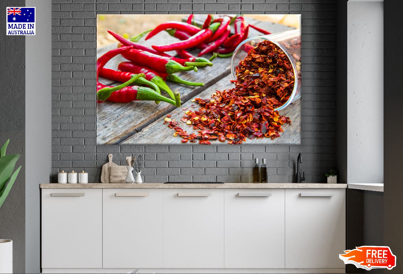 Chille & Chilli Pieces Closeup Photograph Print 100% Australian Made