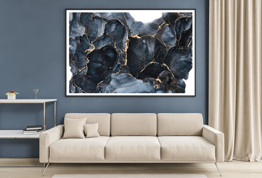 Blue & Gold Abstract Design Home Decor Premium Quality Poster Print Choose Your Sizes