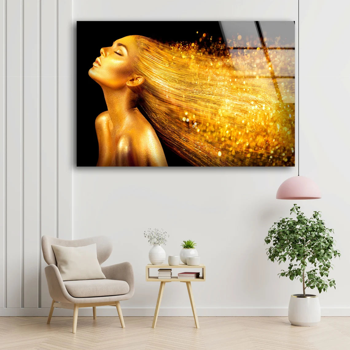 Gold Girl Photograph Acrylic Glass Print Tempered Glass Wall Art 100% Made in Australia Ready to Hang