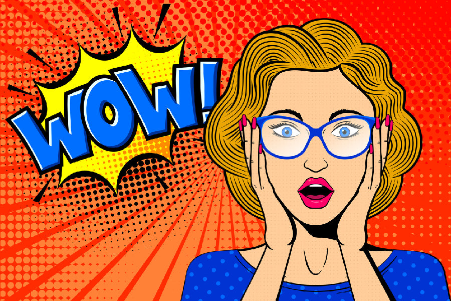 Girl with Glasses & WOW Quote Illustration Print 100% Australian Made