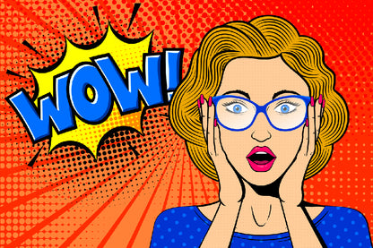 Girl with Glasses & WOW Quote Illustration Print 100% Australian Made