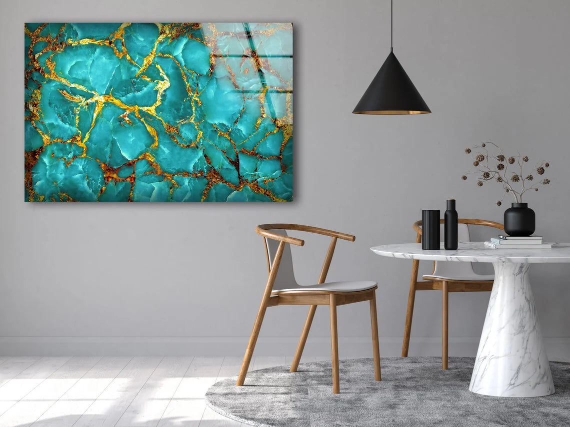 Green & Gold Abstract Design Acrylic Glass Print Tempered Glass Wall Art 100% Made in Australia Ready to Hang