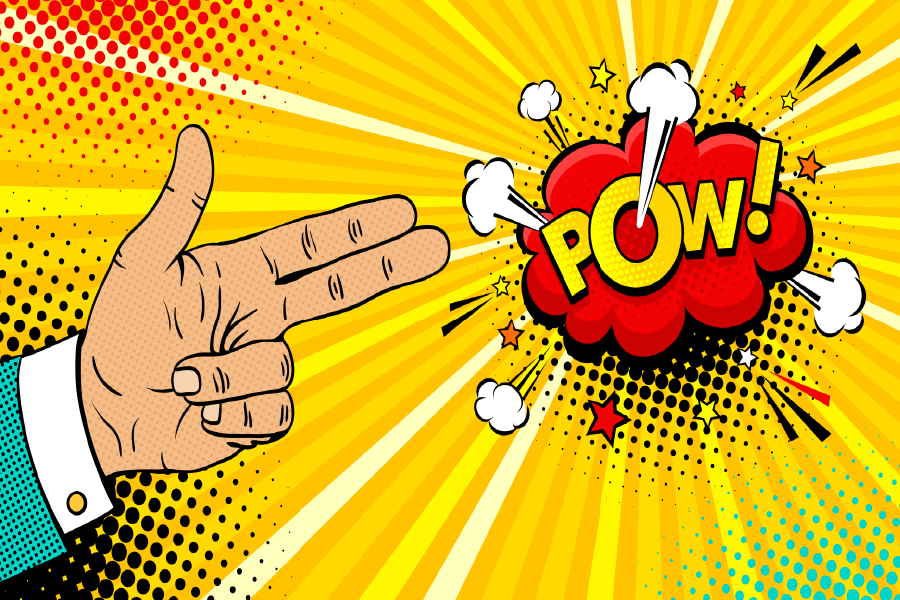 Firing From Hands & POW Quote Vector Art Print 100% Australian Made