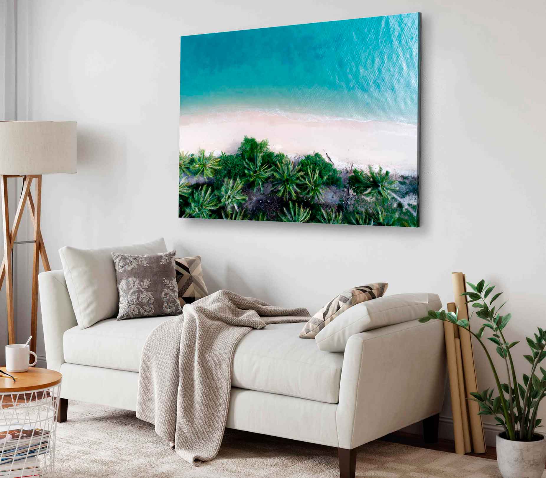 Bella Home Arieal View Palm Trees in Beach Print Canvas Ready to hang