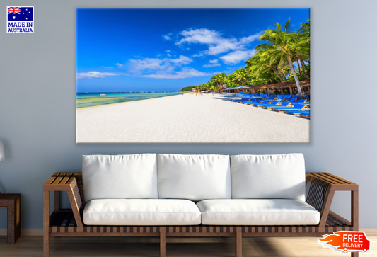 Palm Trees & Sea Shore Sky View Print 100% Australian Made