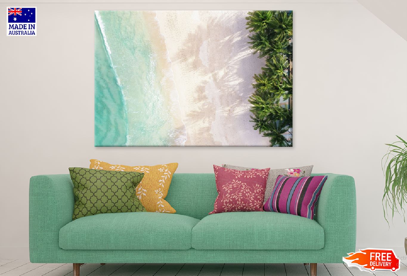Palm Trees & Clear Sea Waves View Photograph Print 100% Australian Made