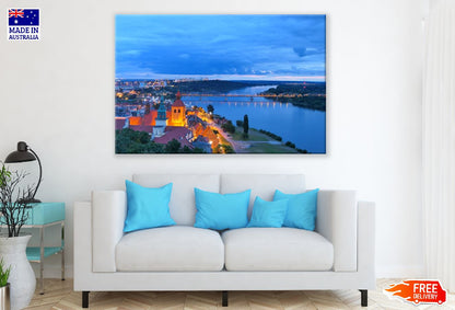 Grudziadz & The Vistula River Night View Photograph Print 100% Australian Made