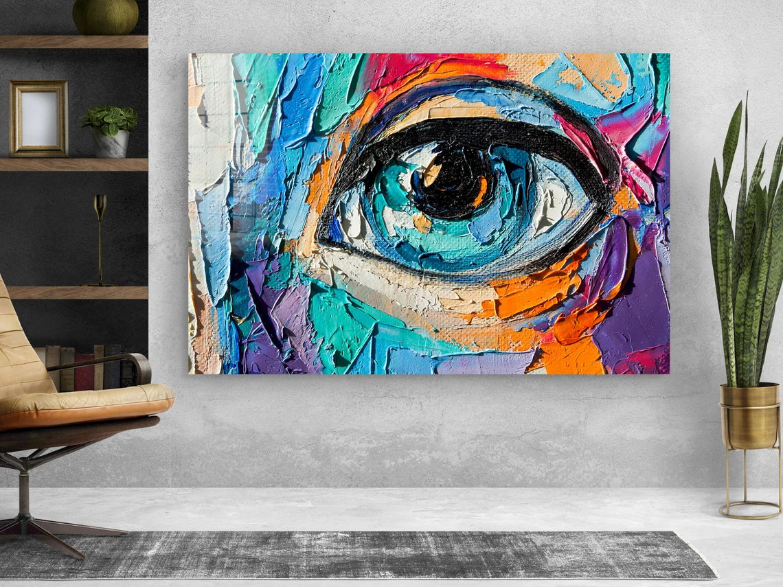 Colorful Eye Painting Print Tempered Glass Wall Art 100% Made in Australia Ready to Hang