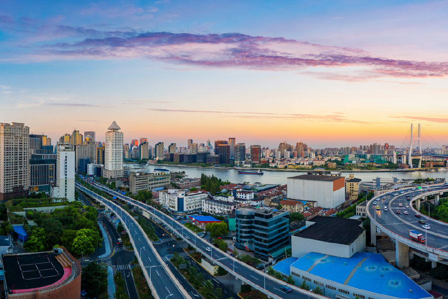 Bella Home Aerial View of Shanghai Cityscape Print Canvas Ready to hang