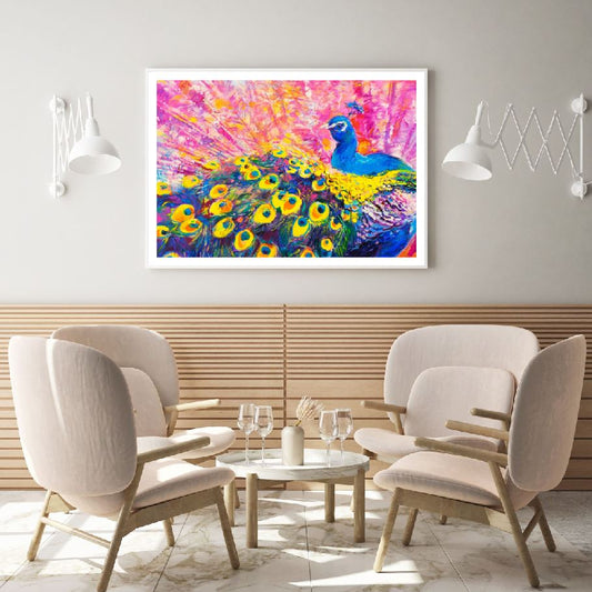 Colorful Peacock Oil Painting Home Decor Premium Quality Poster Print Choose Your Sizes