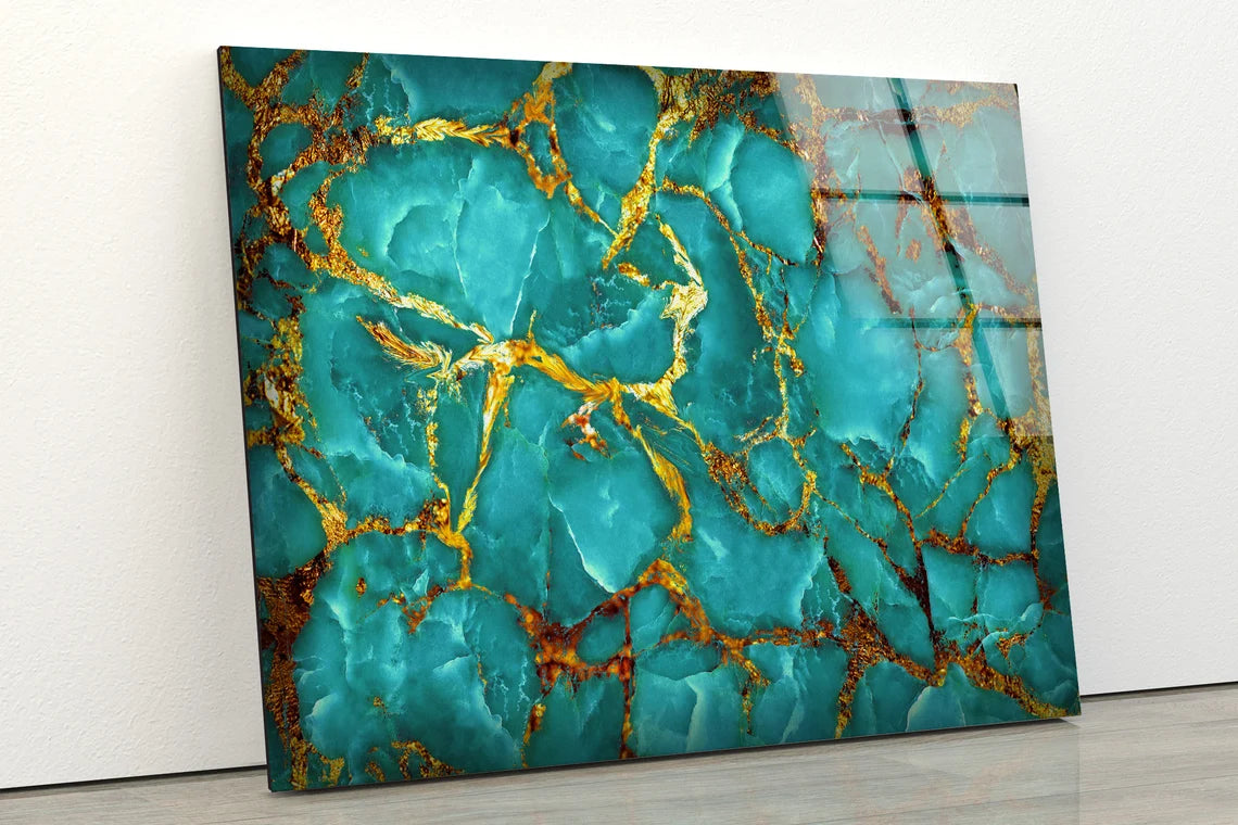 Green & Gold Abstract Design Acrylic Glass Print Tempered Glass Wall Art 100% Made in Australia Ready to Hang