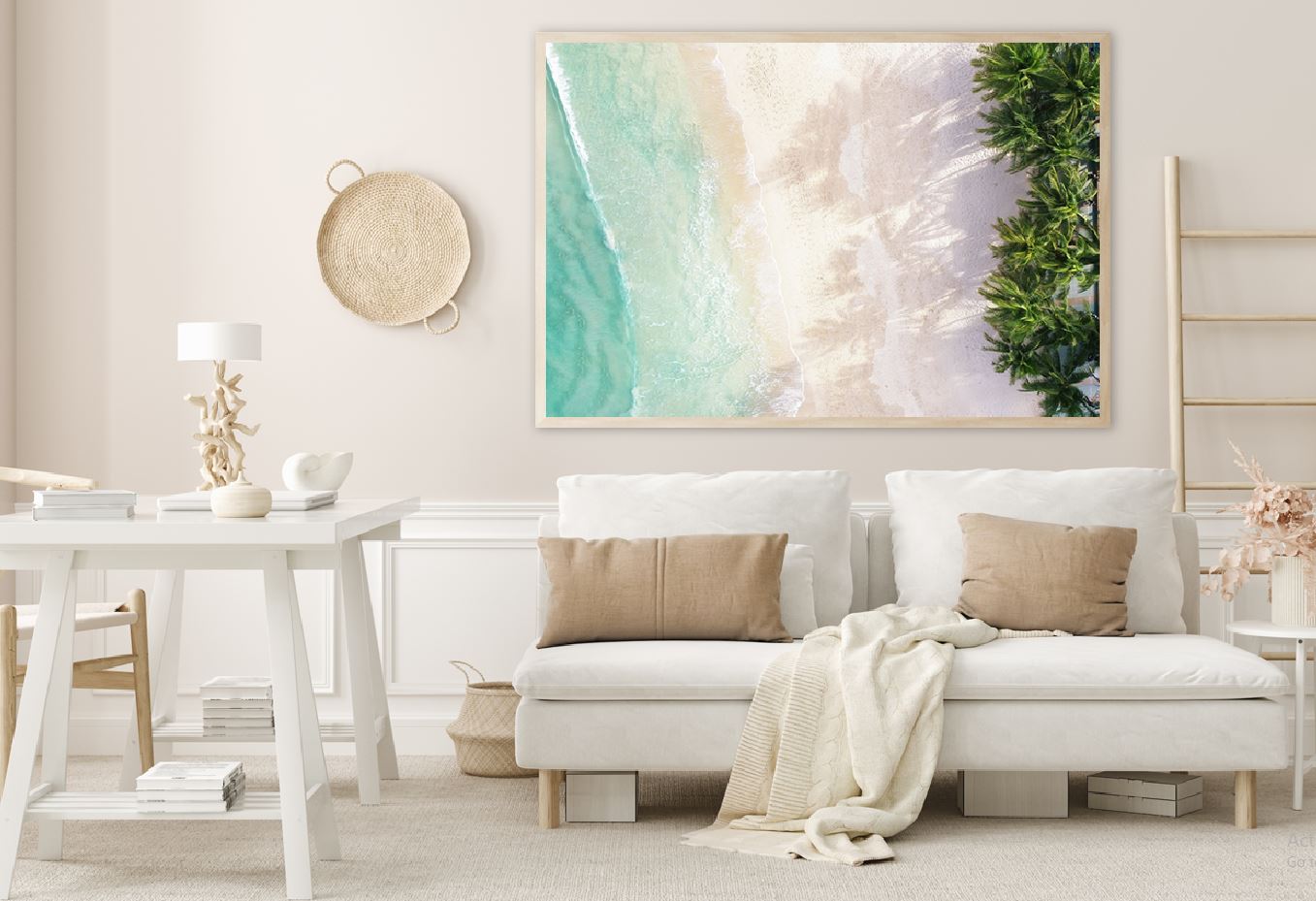 Palm Trees & Clear Sea Waves View Photograph Home Decor Premium Quality Poster Print Choose Your Sizes