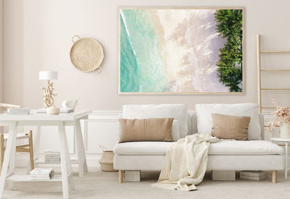 Palm Trees & Clear Sea Waves View Photograph Home Decor Premium Quality Poster Print Choose Your Sizes