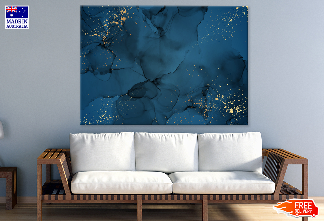 Blue & Gold Abstract Design Print 100% Australian Made