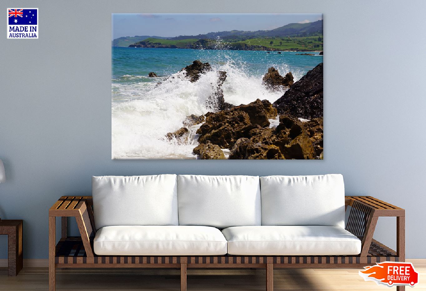 Ocean Waves Breaking on Rocks View Photograph Print 100% Australian Made