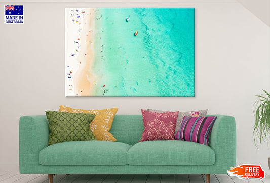 People on Surin Beach Aerial View Photograph Print 100% Australian Made