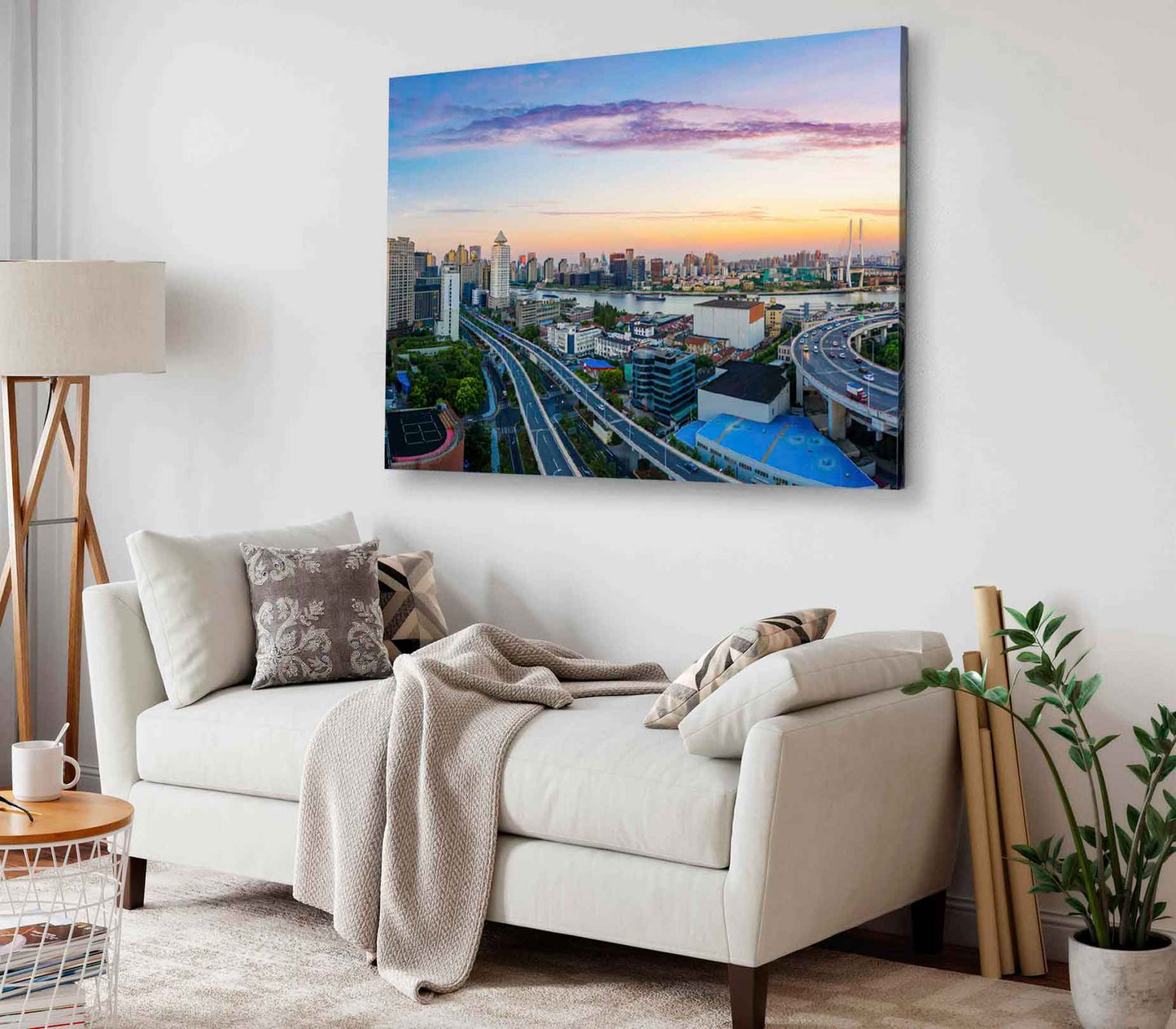 Bella Home Aerial View of Shanghai Cityscape Print Canvas Ready to hang