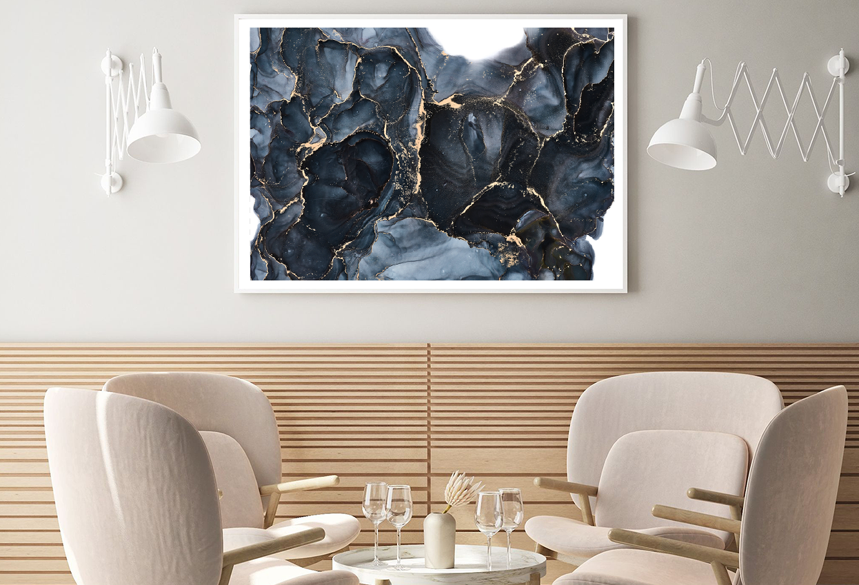 Blue & Gold Abstract Design Home Decor Premium Quality Poster Print Choose Your Sizes