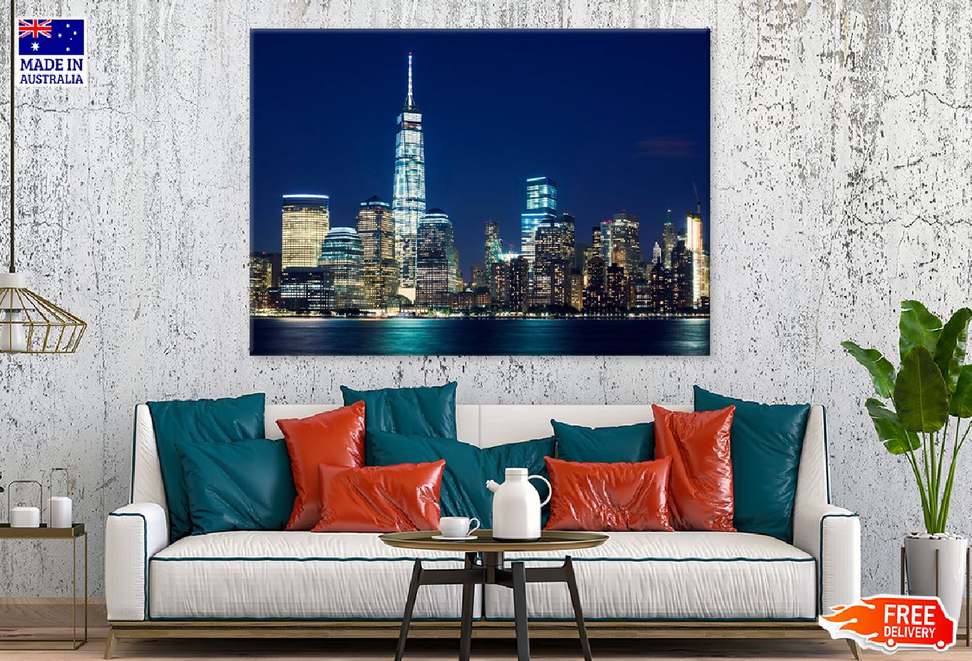 Manhattan Skyline Dusk Night View Photograph Print 100% Australian Made