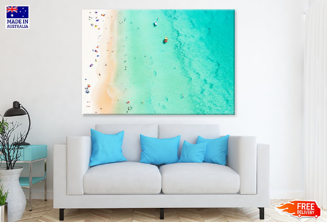 People on Surin Beach Aerial View Photograph Print 100% Australian Made