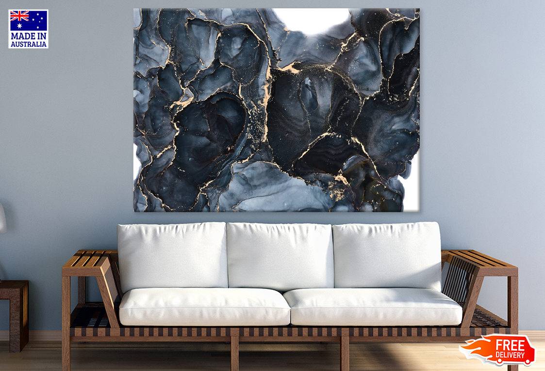 Black & Gold Abstract Design Print 100% Australian Made