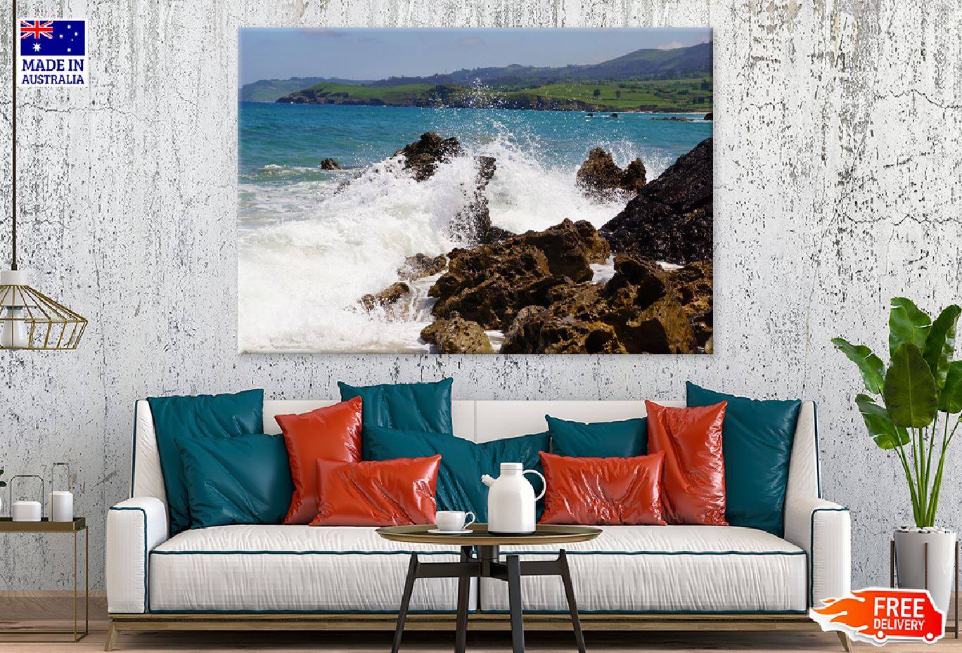 Ocean Waves Breaking on Rocks View Photograph Print 100% Australian Made