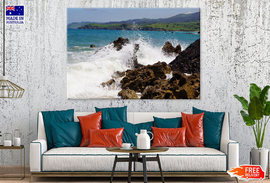 Ocean Waves Breaking on Rocks View Photograph Print 100% Australian Made