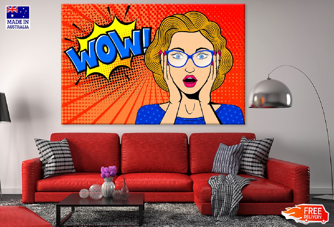 Girl with Glasses & WOW Quote Illustration Print 100% Australian Made
