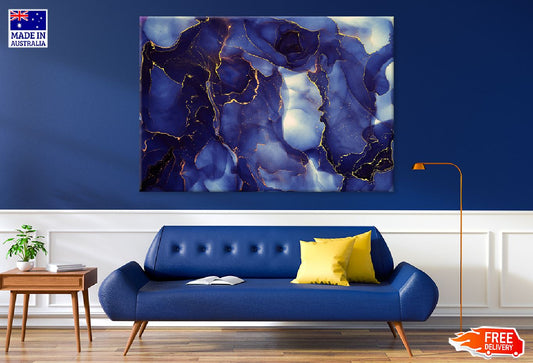 Blue Black & Gold Abstract Design Print 100% Australian Made